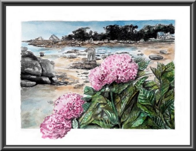 Aquarelle originale - Plage bretonne