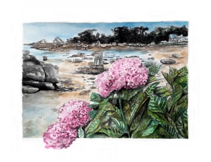 Aquarelle originale - Plage bretonne